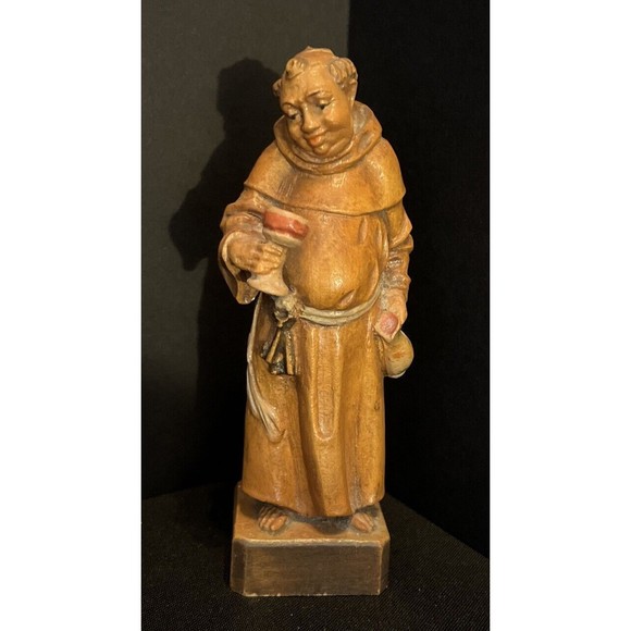 Vintage  Friar Monk Saint Wooden Statue  6” - Picture 1 of 7